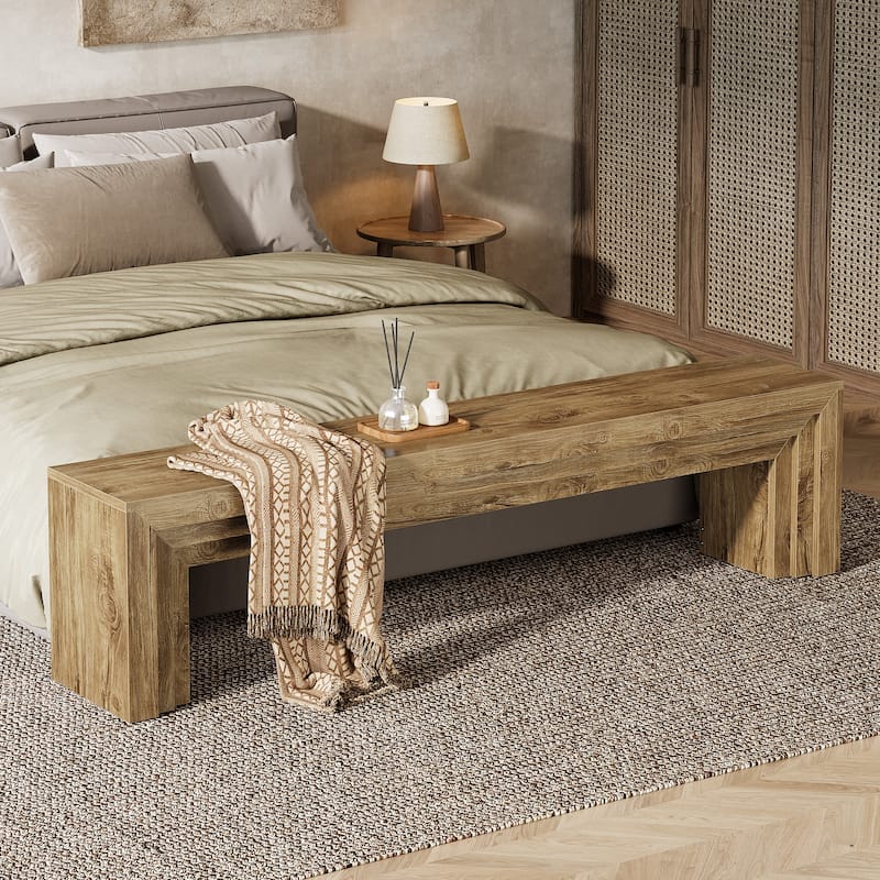 Modern Farmhouse Entryway Bench, 71" Extra Long Shoe Bench