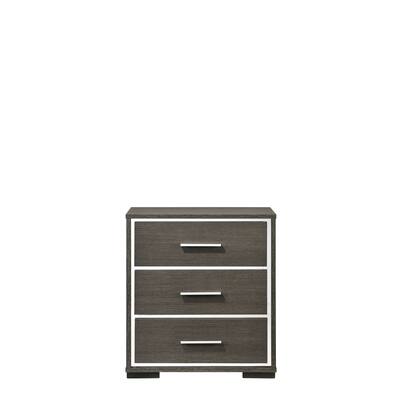 Modern Wood Nightstand with USB Dock and 3 Glam Acrylic Trim Drawers, Bedroom Storage Cabinet Dresser