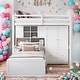 preview thumbnail 1 of 13, Twin Bunk Bed with Hydraulic Lift Storage, Built-In Wardrobe, and 6 Drawers,Kids and Baby White