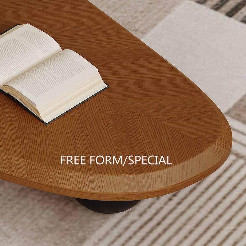 51" Modern Wood Coffee Table with 3 ball legs