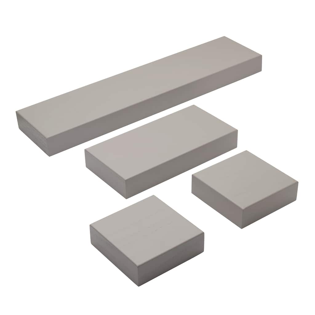 Melannco Set of 4 Gray Chunky Shelves, 1-24, 1-12, 2-6 Inch