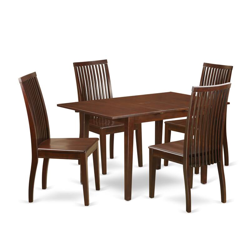East West Furniture Dinette Set- a Rectangle Dining Room Table and Dining Chairs, Mahogany (Pieces Option)