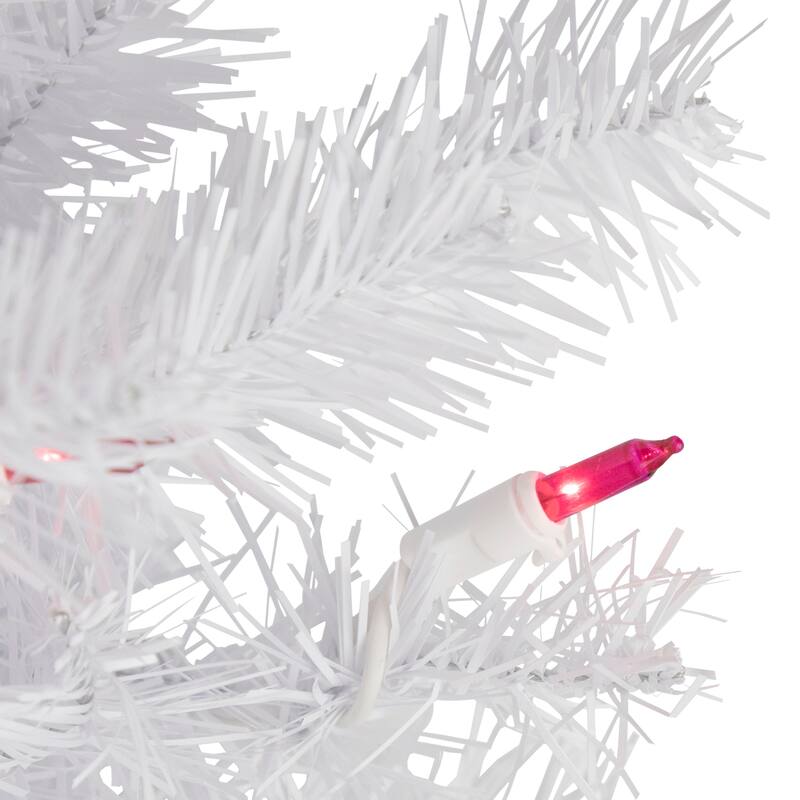 Pre-Lit Geneva White Spruce Artificial Christmas Wreath 24-Inch
