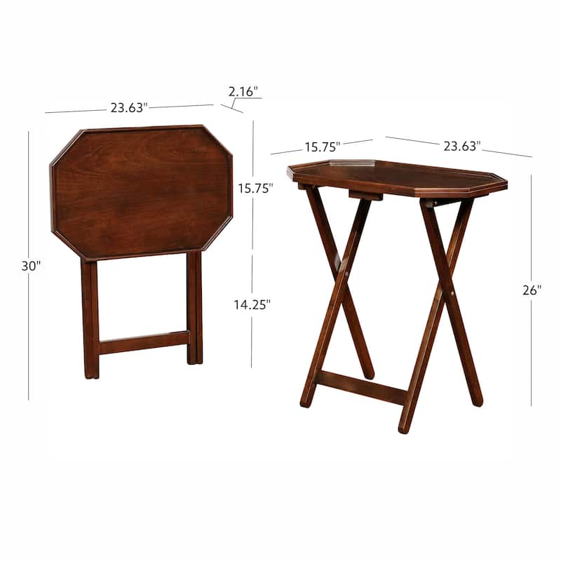 James Espresso 5-Piece Tray Table Set