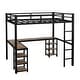 preview thumbnail 18 of 24, Full Size Metal Loft Bed with Built-in Desk and Shelves, Multifunctional Loft Bed Frame with Ladder and Guardrails