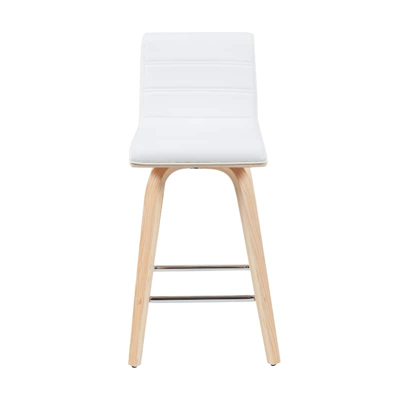 Skara Mid-Century Swivel Counter Stool, Upholstered Counter Height Chair with Bentwood Legs