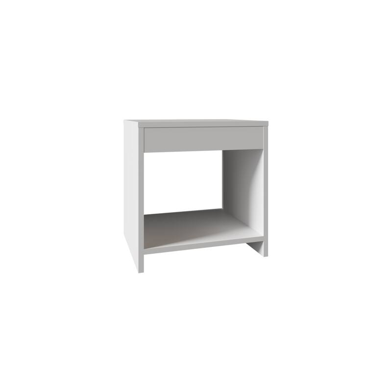 Compact Night Table with Spacious Shelf, White, Modern Style