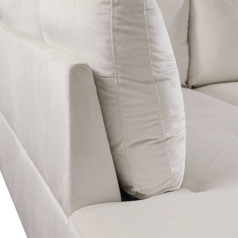66.5" White Flannel 3-Piece Living Room Sofa Set