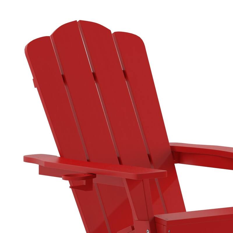Commercial All-Weather Rocking Adirondack Chair with Swiveling Cupholder