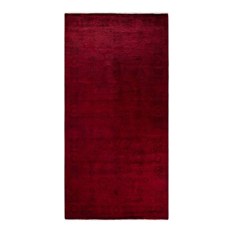 Overton Hand Knotted Wool Vintage Inspired Modern Contemporary Overdyed Red Area Rug - 5' 2" x 10' 5"