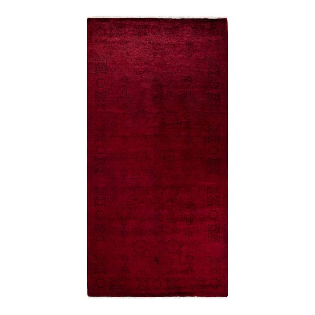 Overton Hand Knotted Wool Vintage Inspired Modern Contemporary Overdyed Red Area Rug - 5' 2" x 10' 5"