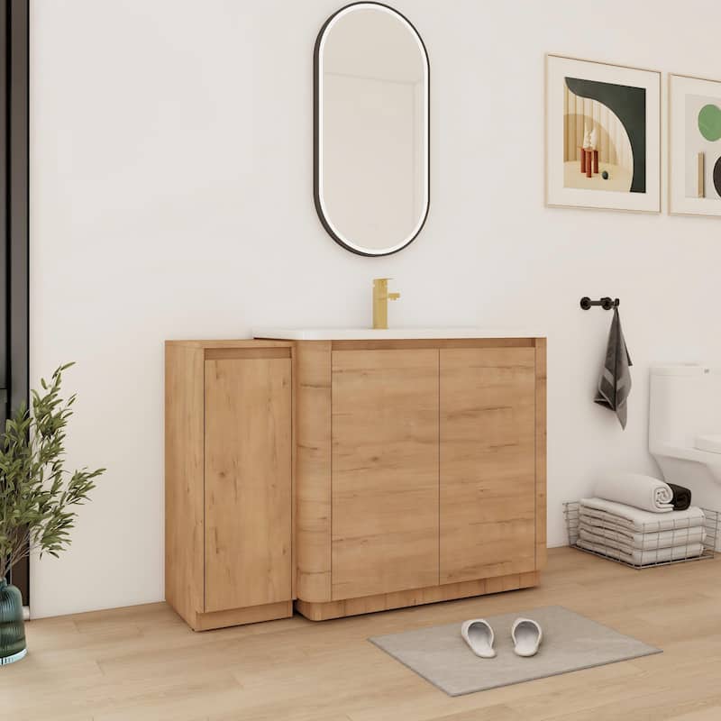 Bathroom Vanity With Sink In 36/40/48/52/60/64/84/92 Inch, Freestanding Bathroom Vanity With Doors and Adjustable Shelf