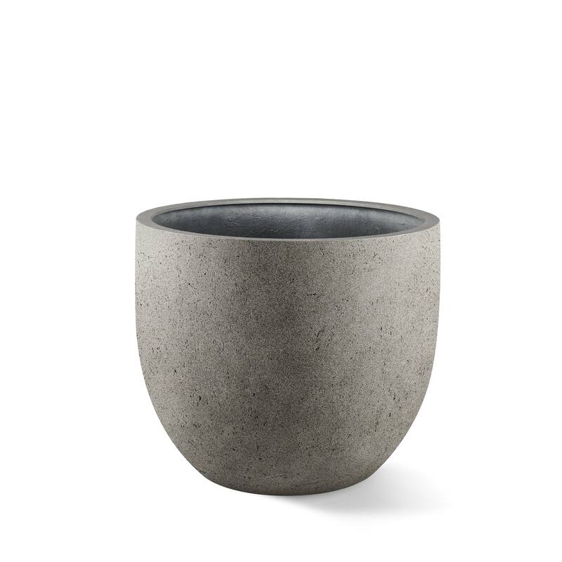 Grigio XL New Egg Planter 21.75"W x 18"H Fiberglass Stone Resin, Lightweight, Frost & UV Resistant - 21.75"W x 18"H