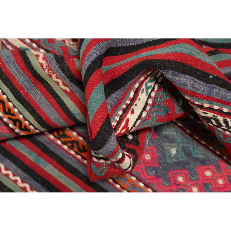 Hand Woven Oriental 100% Wool Carpet Southwestern Tribal Multi-Colored Kilim Area Rug - 9' 3'' X 5' 10''