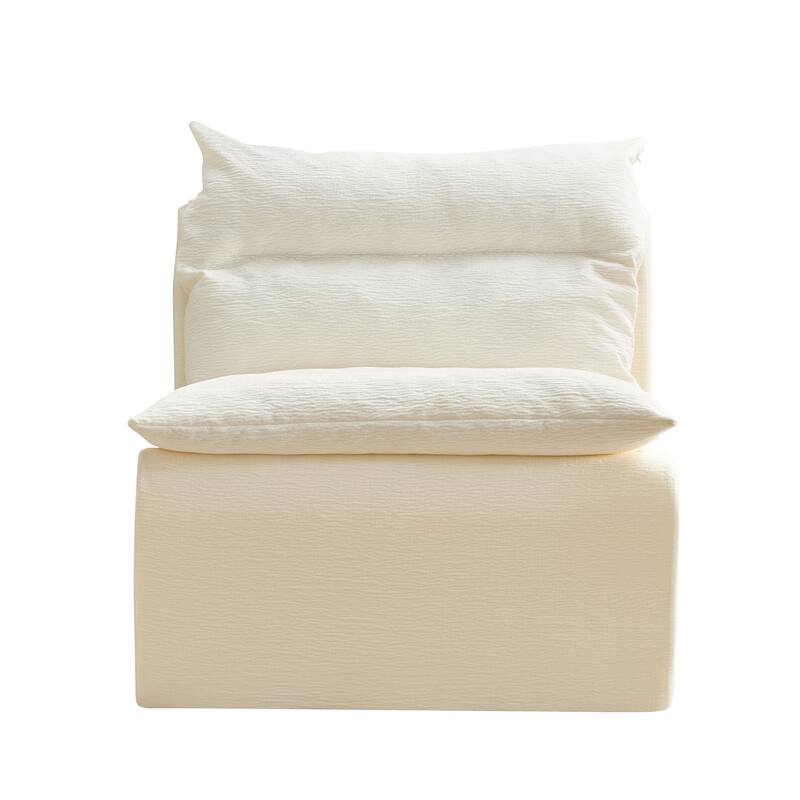 Modern 3-Seater Fully Compressible Modular Sofa, Armless Lounge Sofa with Removable Cover, Upholstered Couch for Living Room