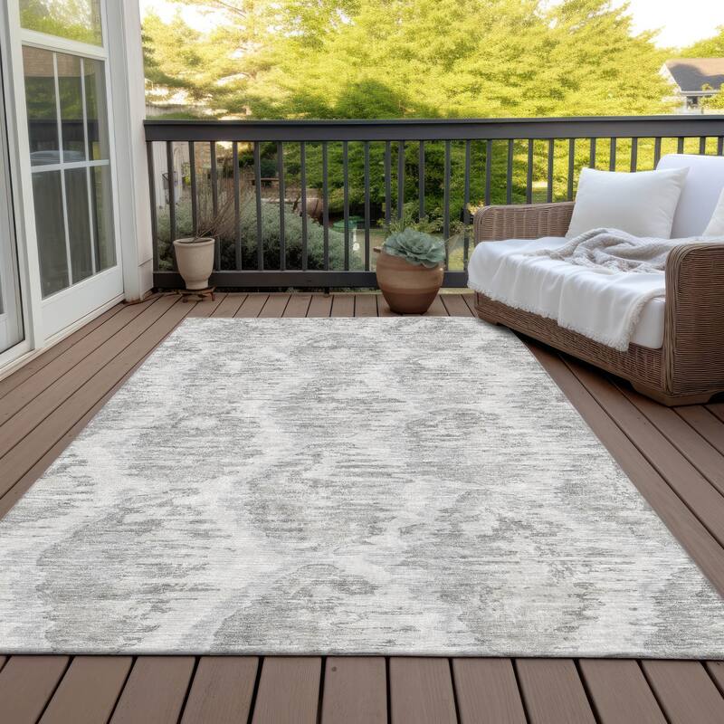 Machine Washable Indoor/ Outdoor Chantille Contemporary Abstract Rug - Ivory - 3' x 5'