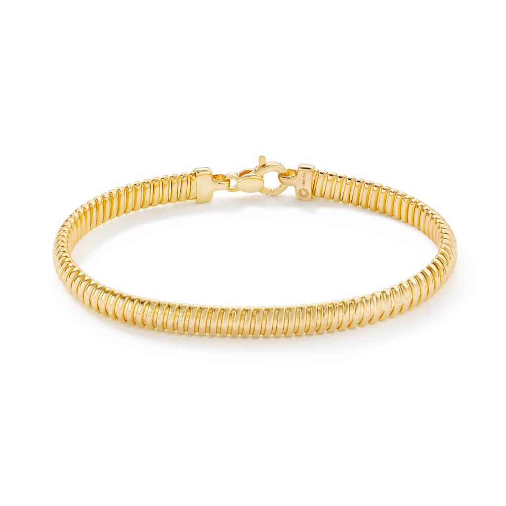 Clover 14K Yellow Gold Tubogas Bracelet - 6mm or 8mm, 7.5"
