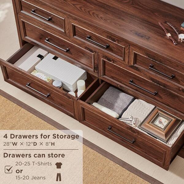 Farmhouse 7 Drawer Dresser for Bedroom, Chest of Drawers, TV Stand