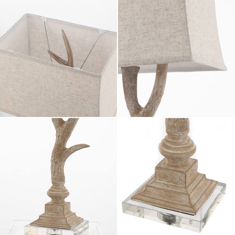 Watts 29.5" Rustic Resin/Crystal LED Table Lamp, Brown/Clear by JONATHAN Y