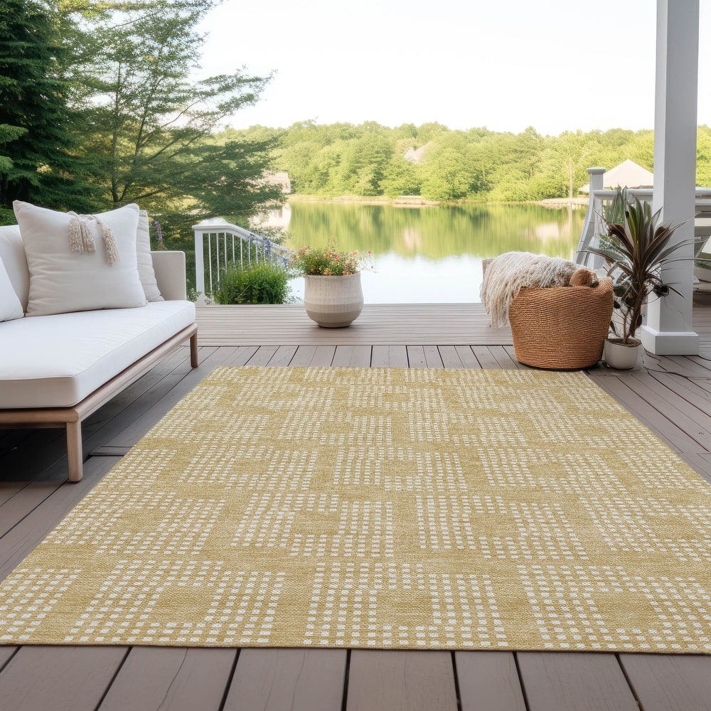 Machine Washable Indoor/ Outdoor Chantille Modern Houndstooth Rug