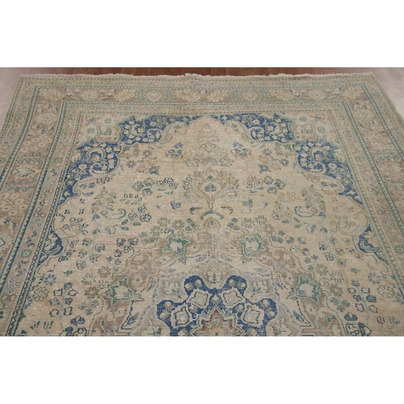 Antique Traditional Distressed Tabriz Persian Rug Handmade Wool Carpet - 6'3" x 9'9"