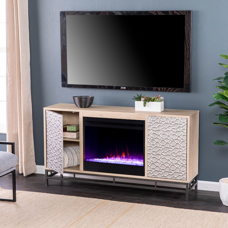SEI Furniture Ausborne Electric Fireplace w/ Media Storage - Natural