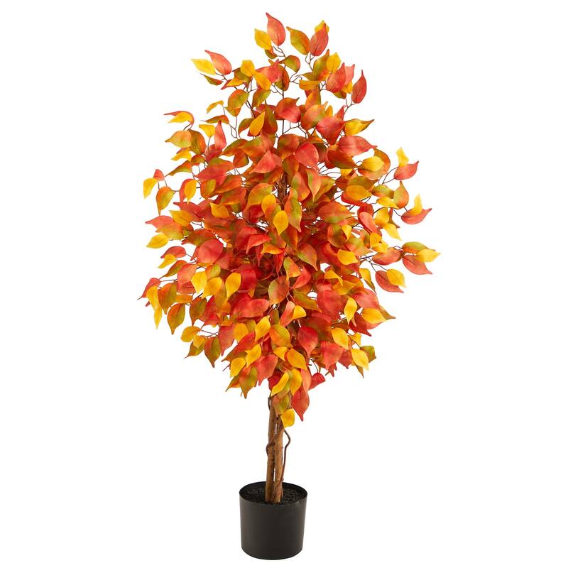 Ficus Fall Harvest Artificial Potted Christmas Tree- 4’- Unlit
