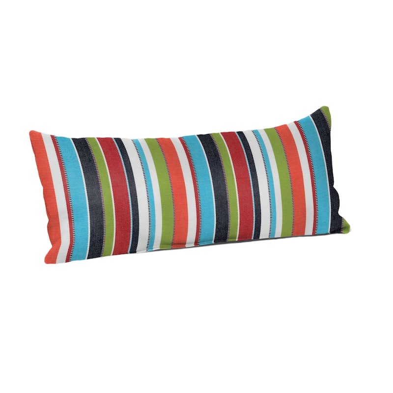 Sunbrella Stripe Fabric 1-Piece Indoor/Outdoor Lumbar Pillow, 22"W x 9"L, Maxim Classic - 22"W x 9"L
