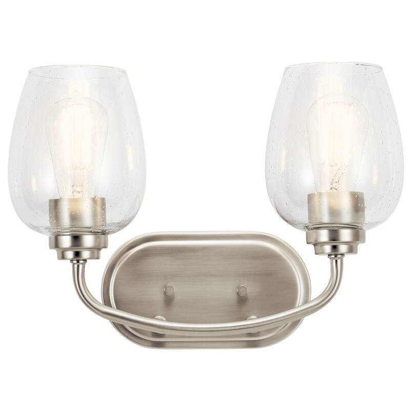 Kichler Valserrano 14.50 inch 2 Light Vanity Light with Clear Seeded Glass in Brushed Nickel