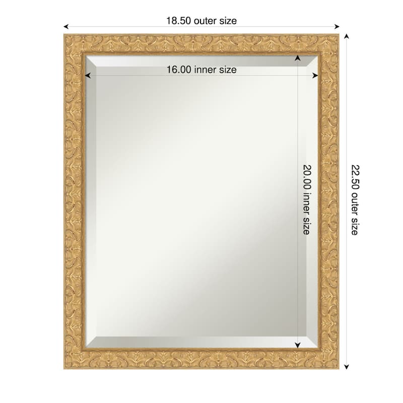 Lila Beveled Wood Framed Bathroom Vanity Wall Mirror - 19 x 23 in - Lila Gold