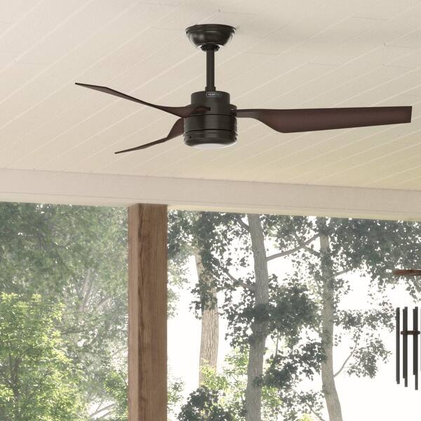 slide 2 of 15, Hunter 52" Cabo Frio Outdoor Ceiling Fan with Wall Control, Damp Rated New Bronze
