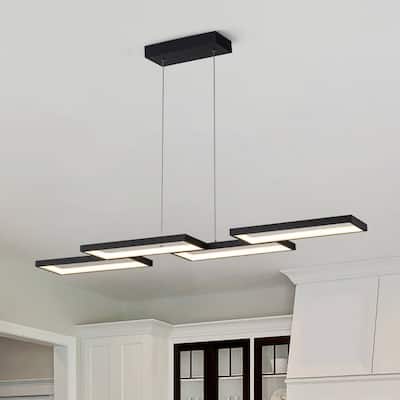 Modern 4-Light Rectangle Block Dimmable LED Island Pendant