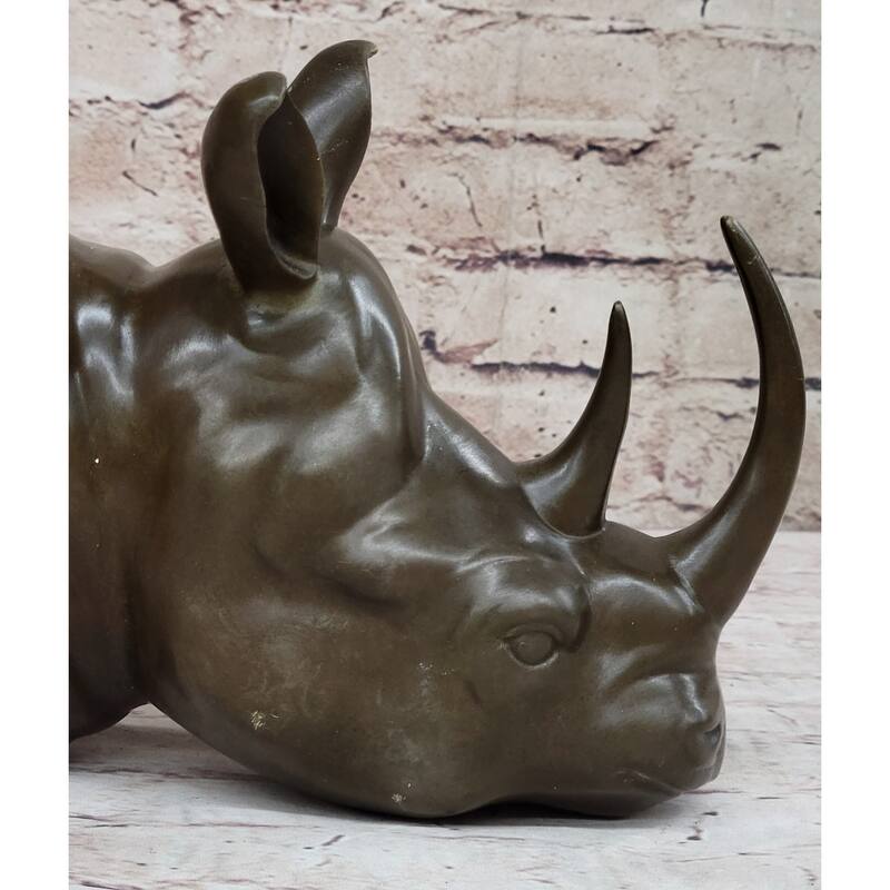 Signed Original Thomas Mighty African Rhinoceros Rhino Wall Mount Bronze Statue