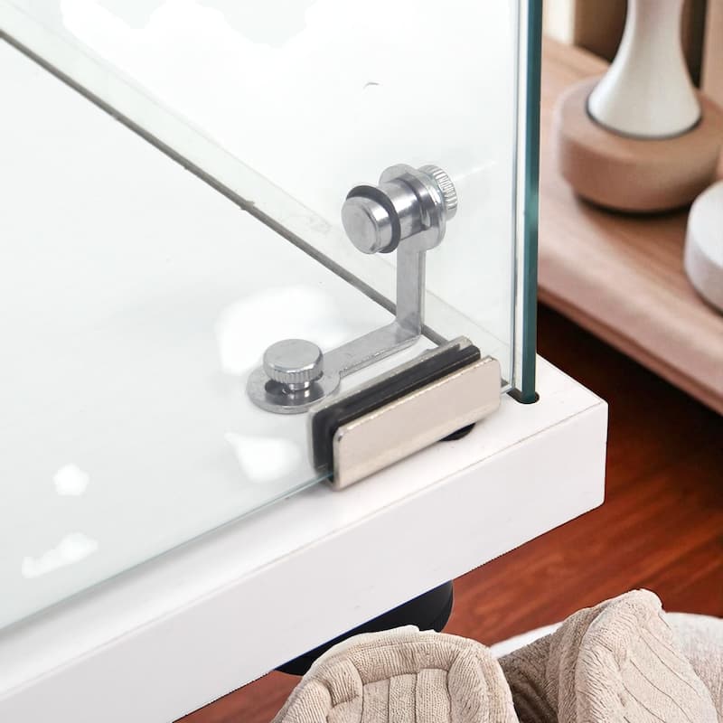 4 Shelves Glass Display Cabinet Door Curio Bookshelf for Home,Office