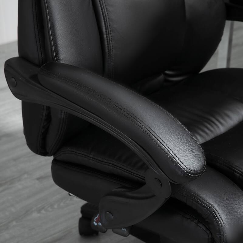 Leather Desk Chair Office Chair with Footrest, Black Executive Chair High Back Task Chair Visitor Chair with Wheels