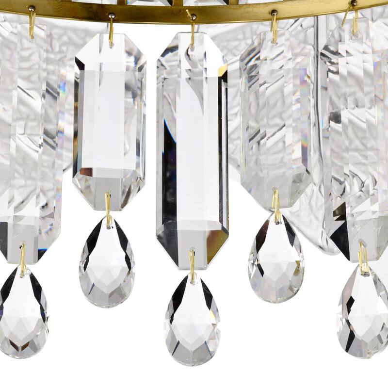 Alma 5-Light Brushed Shiny Brass Leaf-shaped Glass Crystal Chandelier - 19 inches in diameter x 16.8 inches H