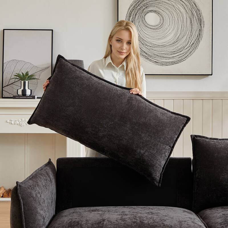 Convertible Chenille Sleeper Sofa Couch with Pillows, Modern Design for Living Rooms