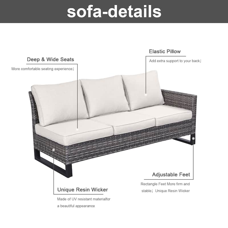 Outdoor Sectional Sofa, Patio Chairs, Ottomans Coffee Table