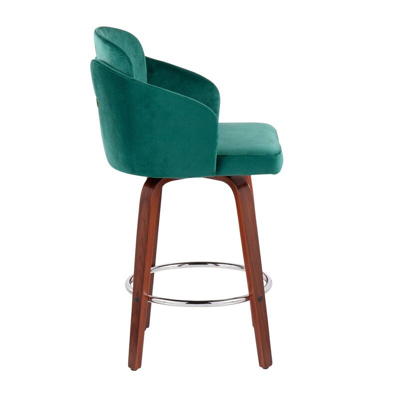 Dahlia Counter Stool with Walnut Wood (Set of 2)