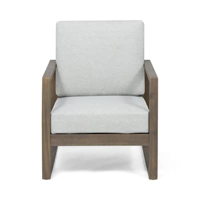 Norton Acacia Wood Outdoor Club Chair with Cushion by Christopher Knight Home