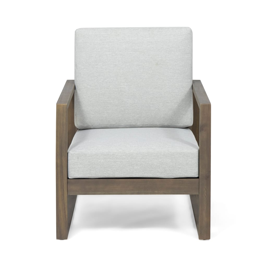Norton Acacia Wood Outdoor Club Chair with Cushion by Christopher Knight Home