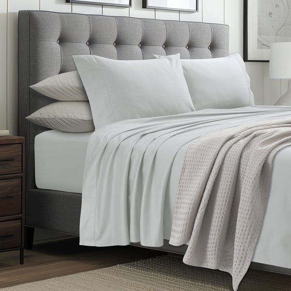 Tribeca Living 1000 Thread Count Egyptian Cotton Extra Deep Pocket Bed Sheet Set - King - Ivory