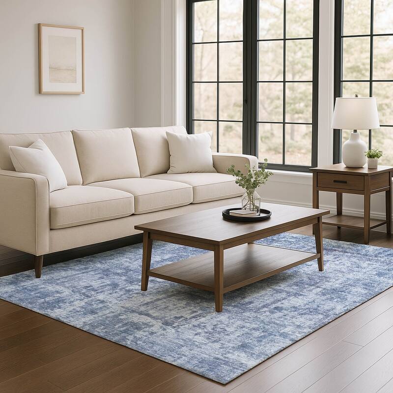 Premium Washable Super Soft Abstract Solid Mayfield Rug - Blue - 9' x 12'