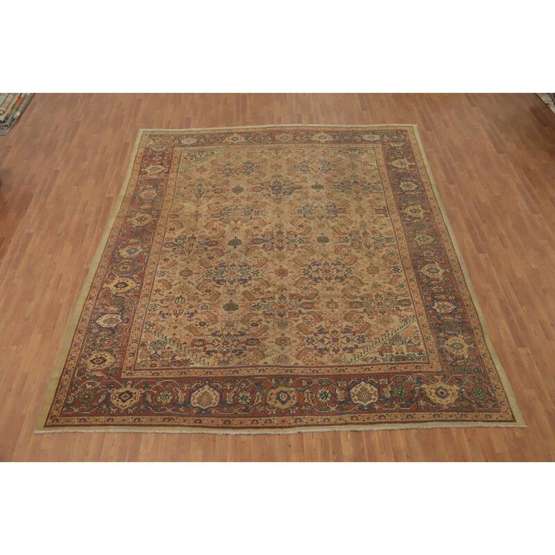 Hand Knotted Oriental 100% Wool Carpet Traditional Floral Brown Sultanabad Area Rug - 12' 5'' X 10' 9''