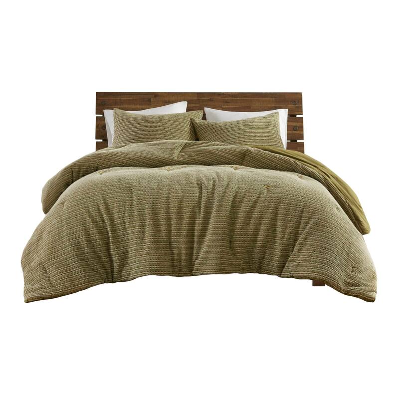 3PCS King/Cal King Waffle Washed Comforter Set