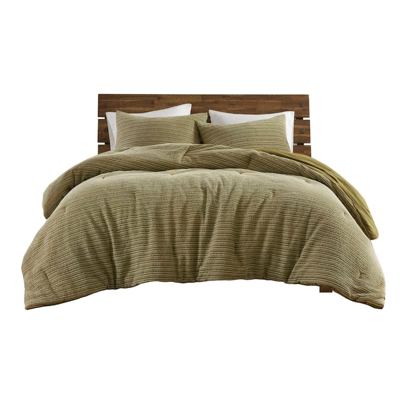 GDF Studio - Rowena Waffle Washed Cotton 3-Piece Comforter Set with Soft Textured Design