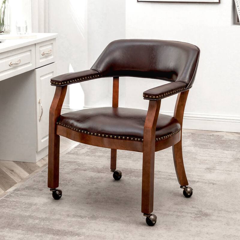 Convenience Concepts Dillon Armchair with Caster Wheels and Nailheads