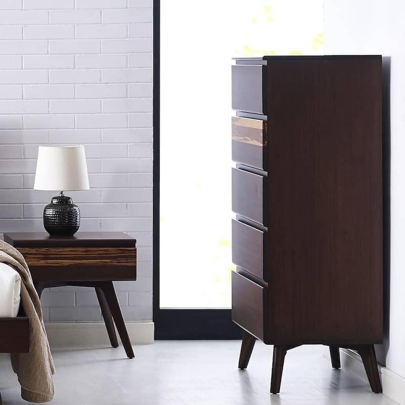 Sarah Five Drawer High Chest, Golden - Burgundy - 5-drawer