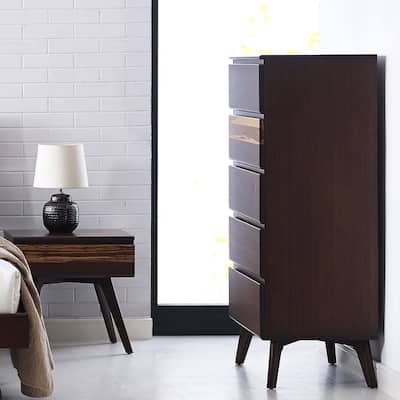 Sarah Five Drawer High Chest, Golden