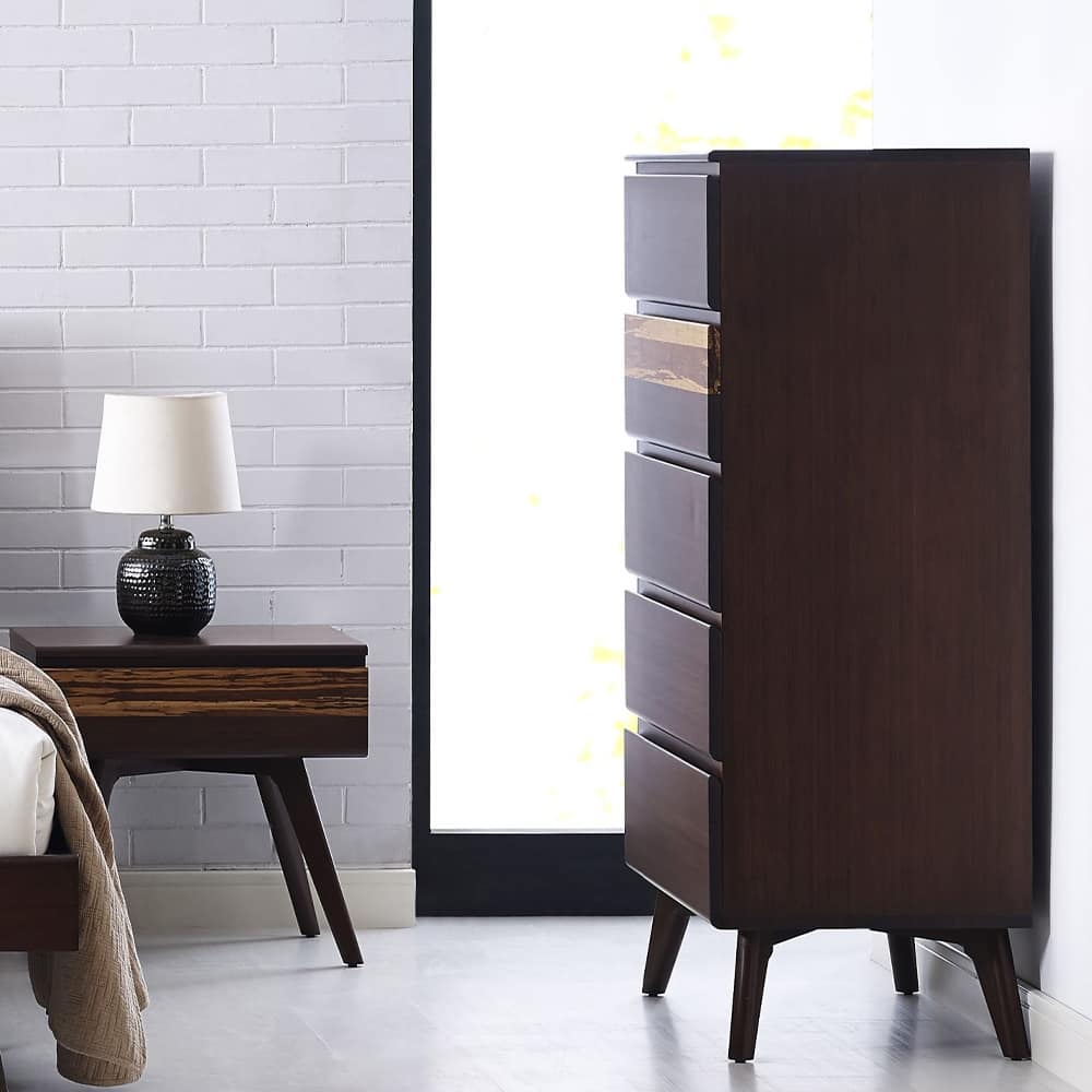 Sarah Five Drawer High Chest, Golden